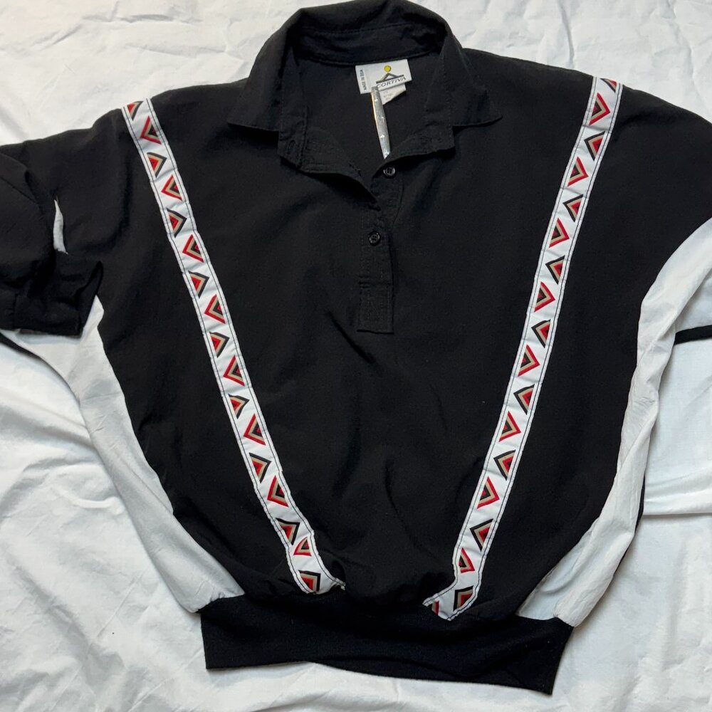 American Vintage 90s Western Motif Batwing Top with Waistband, 30 Waist